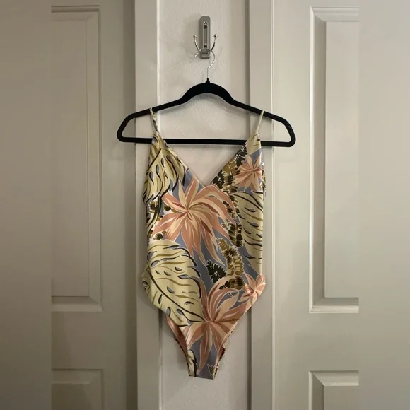 NWT Madewell Second Wave Tropical Leaf Print One-Piece Swimsuit - Picture 3 of 9